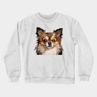 Longhaired Chihuahua Low Poly Art Crewneck Sweatshirt